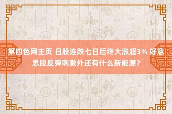 第四色网主页 日股连跌七日后终大涨超3% 好意思股反弹刺激外还有什么新能源？