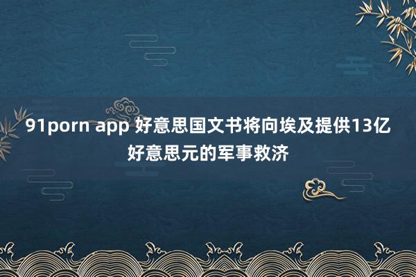 91porn app 好意思国文书将向埃及提供13亿好意思元的军事救济