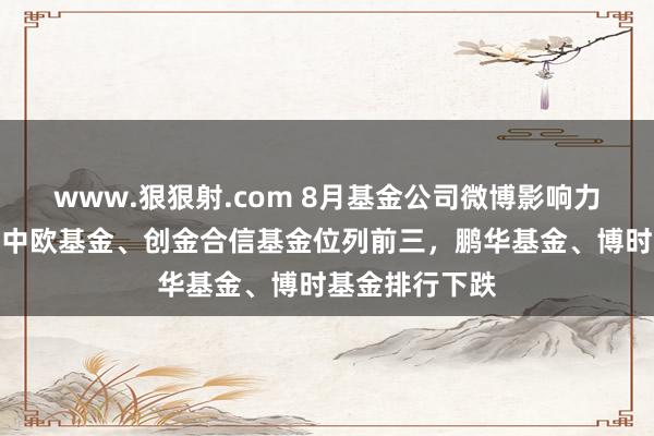 www.狠狠射.com 8月基金公司微博影响力：富国基金、中欧基金、创金合信基金位列前三，鹏华基金、博时基金排行下跌