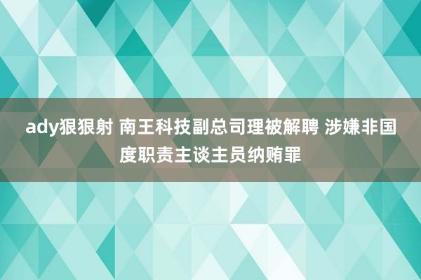 ady狠狠射 南王科技副总司理被解聘 涉嫌非国度职责主谈主员纳贿罪