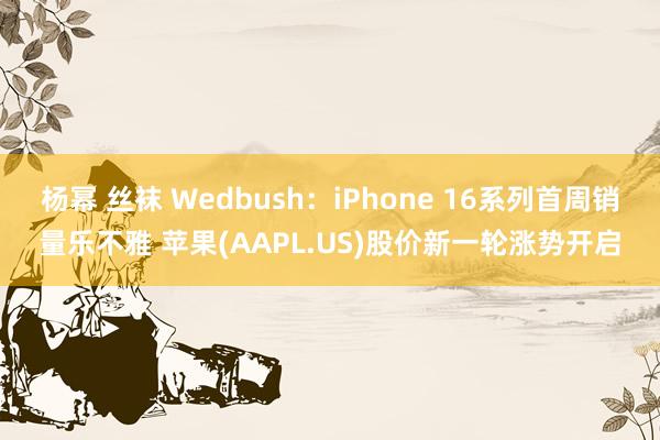 杨幂 丝袜 Wedbush：iPhone 16系列首周销量乐不雅 苹果(AAPL.US)股价新一轮涨势开启