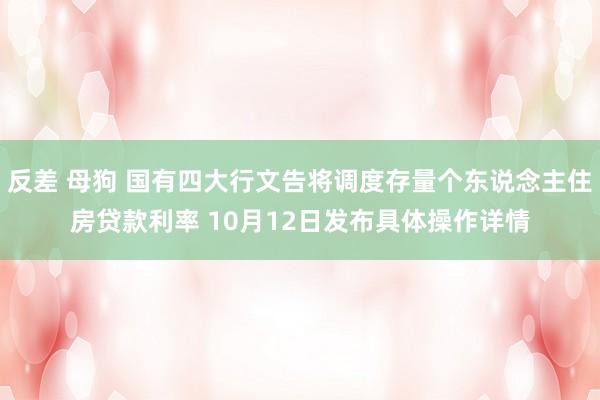 反差 母狗 国有四大行文告将调度存量个东说念主住房贷款利率 10月12日发布具体操作详情