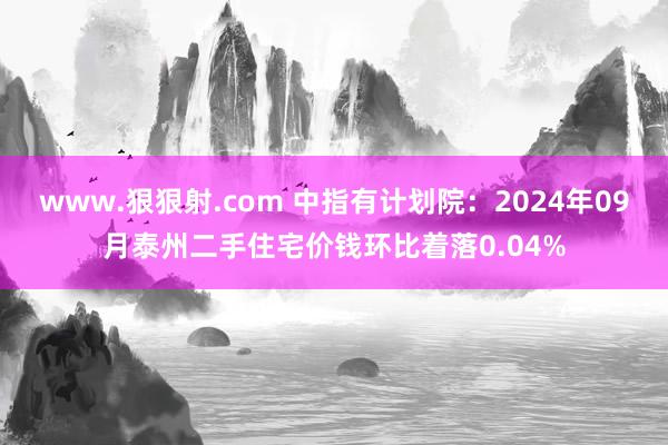 www.狠狠射.com 中指有计划院：2024年09月泰州二手住宅价钱环比着落0.04%