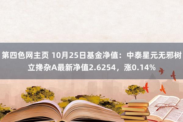 第四色网主页 10月25日基金净值：中泰星元无邪树立搀杂A最新净值2.6254，涨0.14%