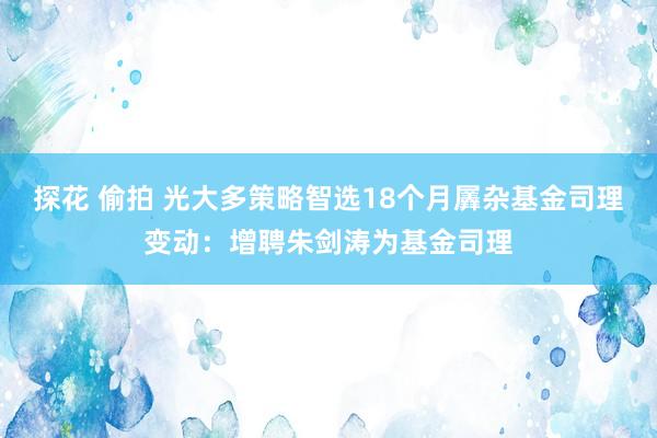 探花 偷拍 光大多策略智选18个月羼杂基金司理变动：增聘朱剑涛为基金司理