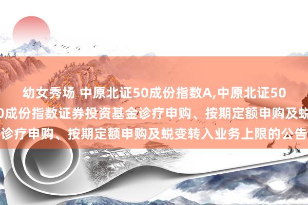 幼女秀场 中原北证50成份指数A，中原北证50成份指数C: 中原北证50成份指数证券投资基金诊疗申购、按期定额申购及蜕变转入业务上限的公告