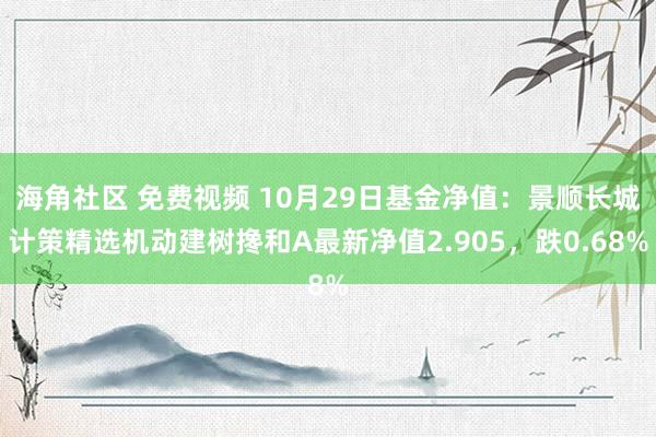 海角社区 免费视频 10月29日基金净值：景顺长城计策精选机动建树搀和A最新净值2.905，跌0.68%