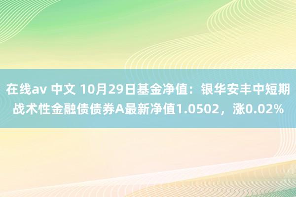 在线av 中文 10月29日基金净值：银华安丰中短期战术性金融债债券A最新净值1.0502，涨0.02%