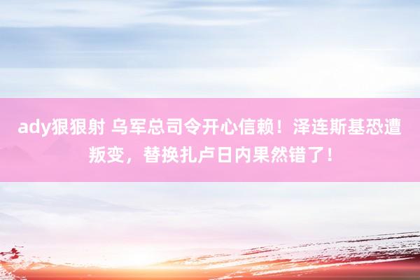 ady狠狠射 乌军总司令开心信赖！泽连斯基恐遭叛变，替换扎卢日内果然错了！