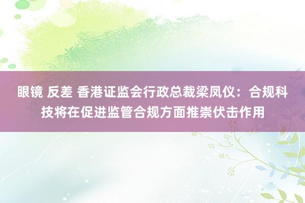 眼镜 反差 香港证监会行政总裁梁凤仪：合规科技将在促进监管合规方面推崇伏击作用