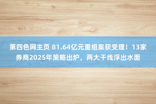 第四色网主页 81.64亿元重组案获受理！13家券商2025年策略出炉，两大干线浮出水面