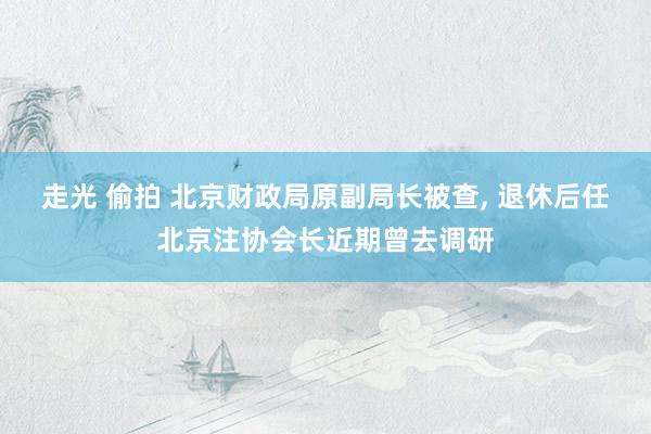 走光 偷拍 北京财政局原副局长被查， 退休后任北京注协会长近期曾去调研