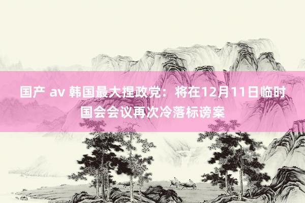 国产 av 韩国最大捏政党：将在12月11日临时国会会议再次冷落标谤案