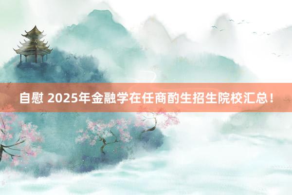 自慰 2025年金融学在任商酌生招生院校汇总！