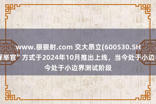 www.狠狠射.com 交大昂立(600530.SH)：“健康保举官”方式于2024年10月推出上线，当今处于小边界测试阶段