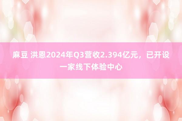 麻豆 洪恩2024年Q3营收2.394亿元，已开设一家线下体验中心