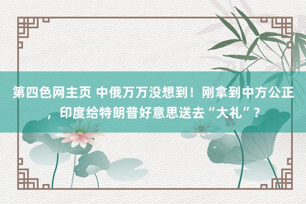 第四色网主页 中俄万万没想到！刚拿到中方公正，印度给特朗普好意思送去“大礼”？