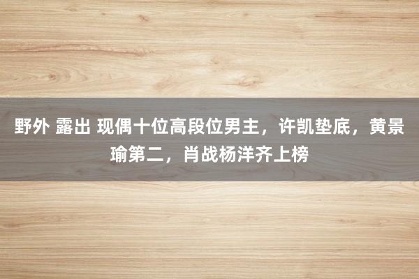 野外 露出 现偶十位高段位男主，许凯垫底，黄景瑜第二，肖战杨洋齐上榜