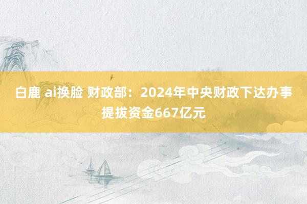 白鹿 ai换脸 财政部：2024年中央财政下达办事提拔资金667亿元