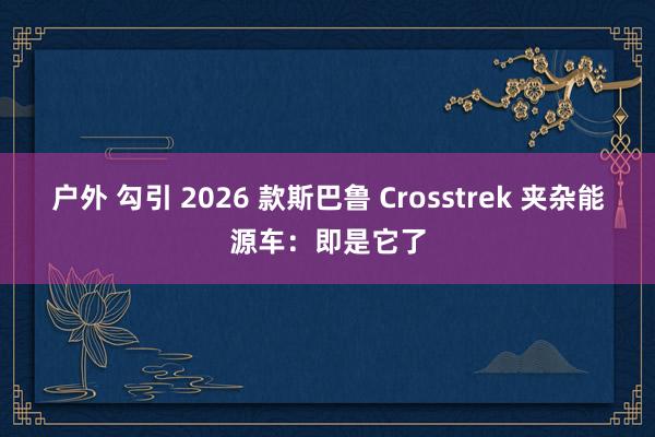 户外 勾引 2026 款斯巴鲁 Crosstrek 夹杂能源车：即是它了